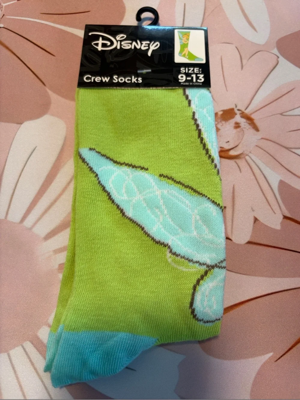 Disney Men’s Crew Socks - Lime Green with Light Blue Accents